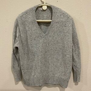 Loft V-Neck Speckled Sweater Gray w/multicolors Soft Cozy Pullover Women’s Large